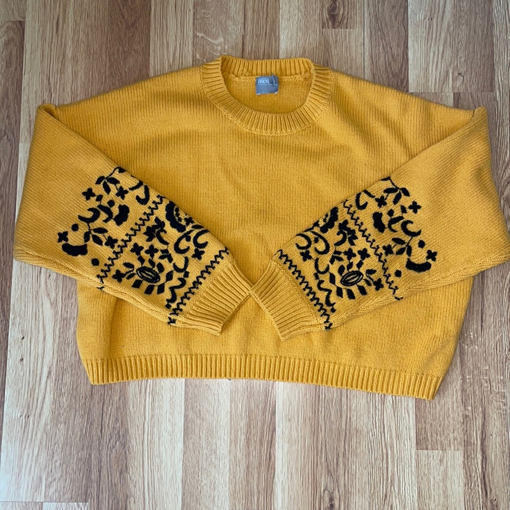 ASOS Yellow Sweater with black lace US 10